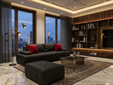 Sofa Da Đen Hiện Đại