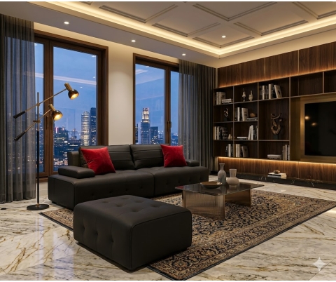 Sofa Da Đen Hiện Đại